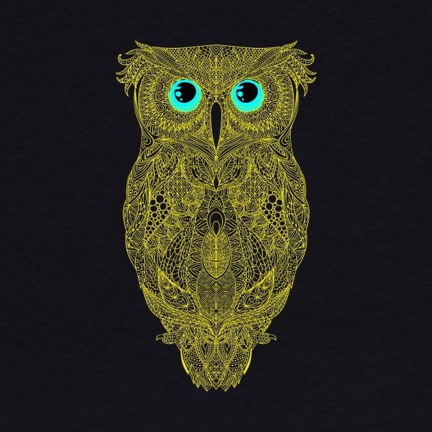 Best T-shirt is great for owl fans, Yellow Mandala Owl art by g14u